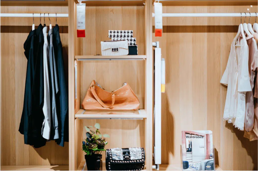 Closet With Woman and Man Clothes and Accessories