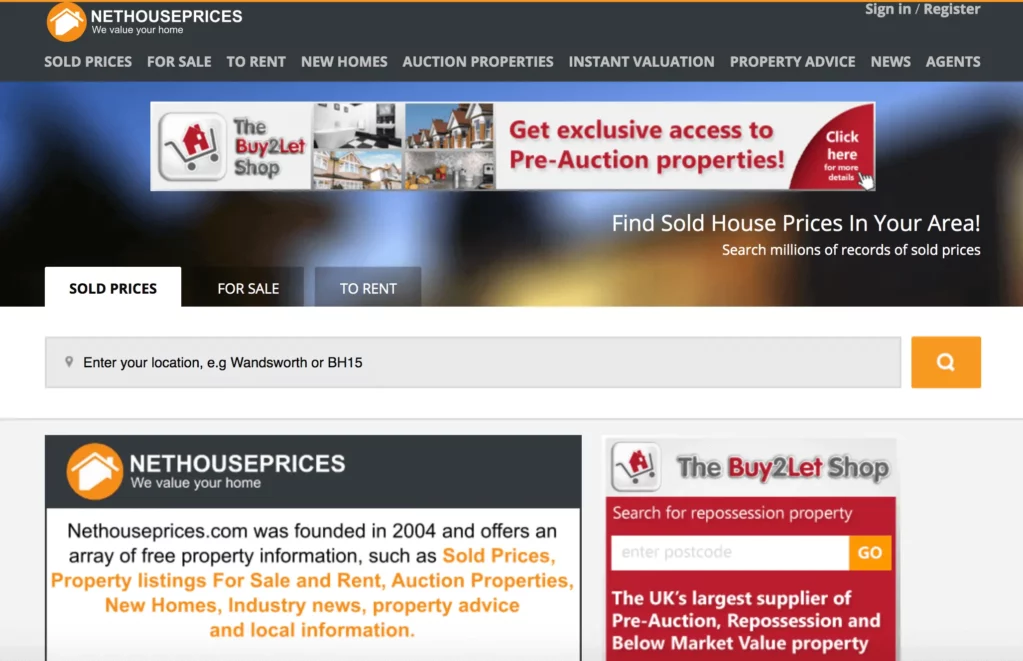 Nethouseprices website