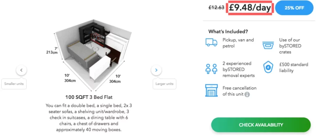 100 SQFT 6 Month Storage Cost