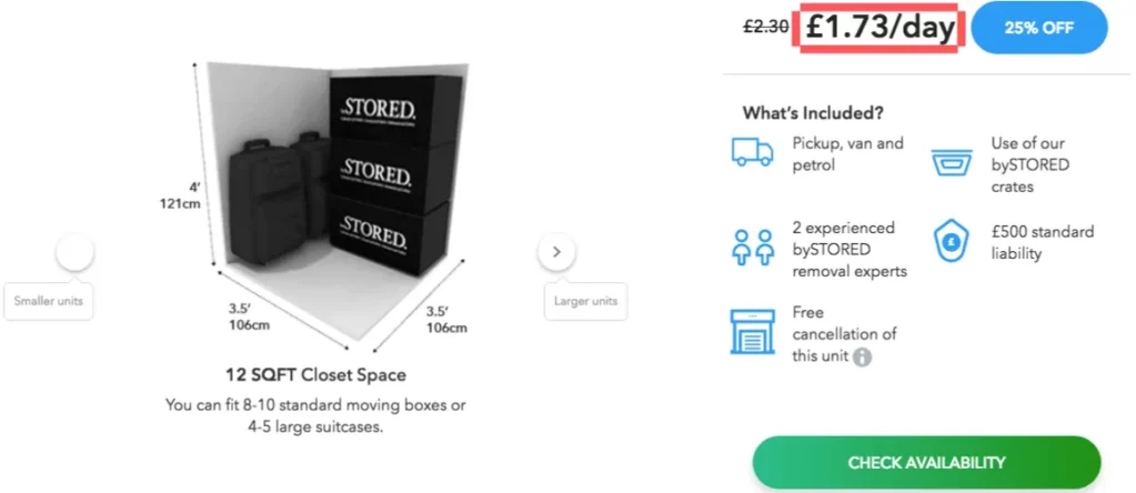 12 SQFT 6 Month Storage Cost