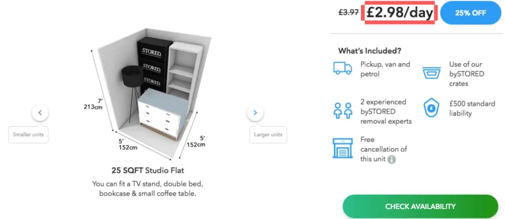 25 SQFT 6 Month Storage Cost