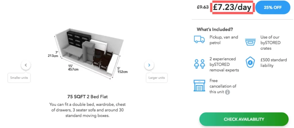 75 SQFT 6 Month Storage Cost