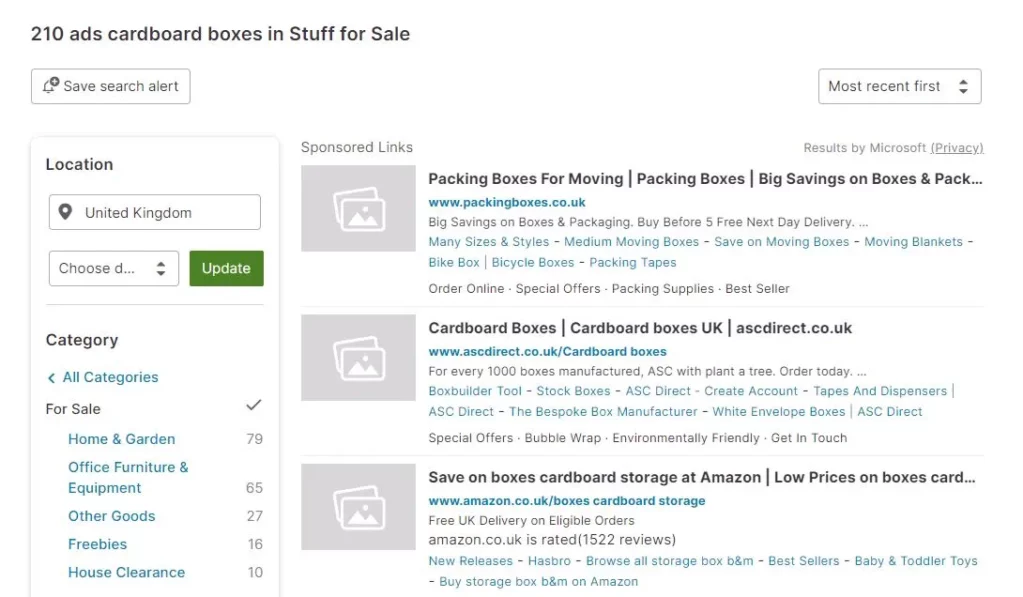 Gumtree cardboard boxes sponsored links