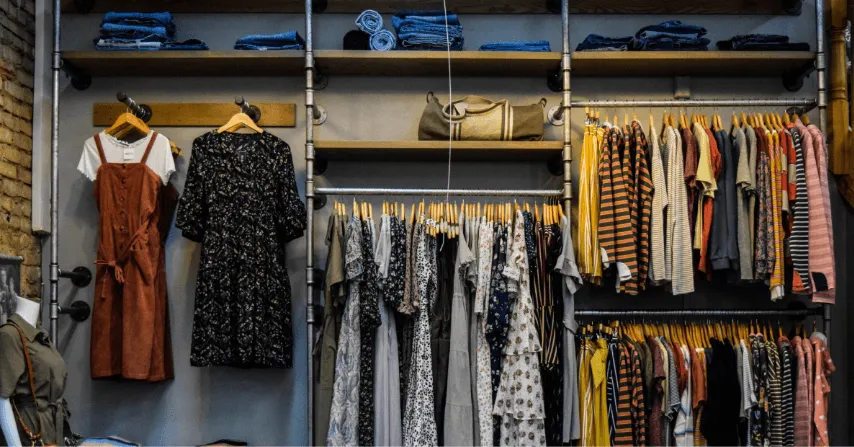 Clothes displayed on racks