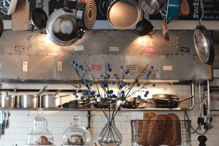 Pans and Pots Above Kitchen