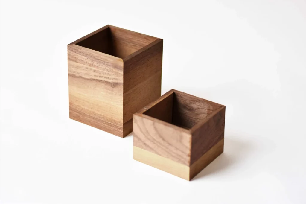 Two Wooden Boxes in the bathroom