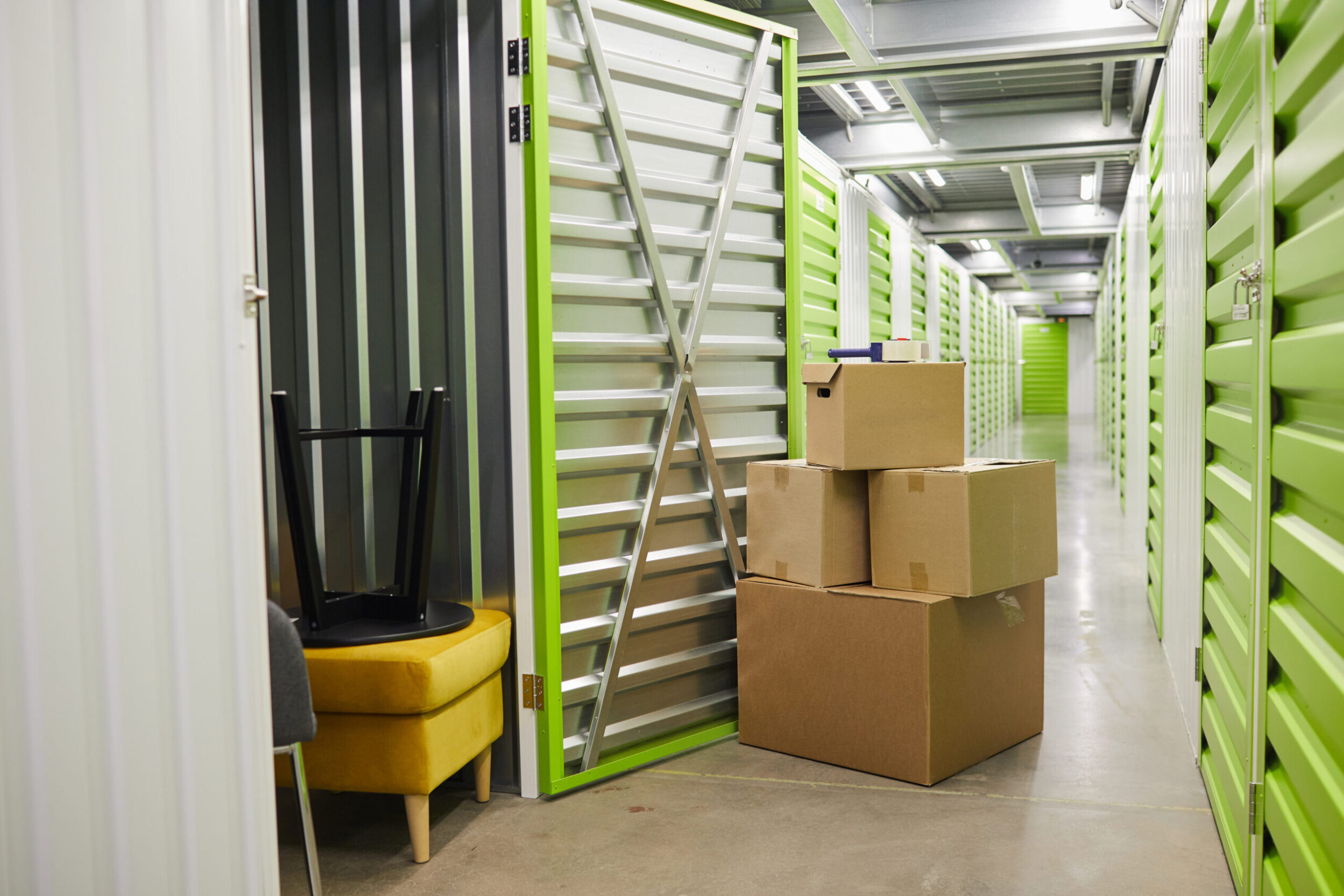 Boxes in storage unit