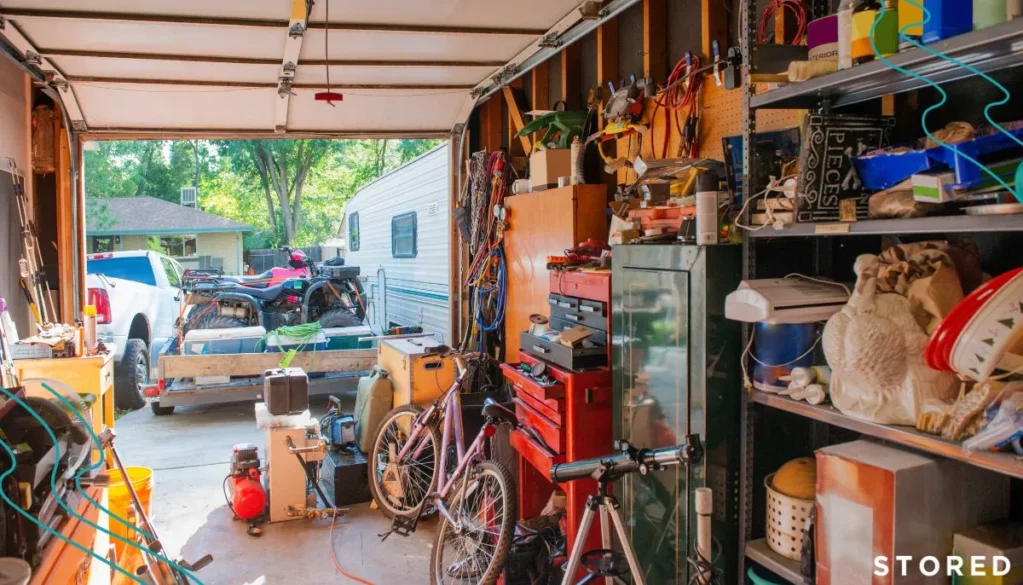 An unconverted garage being prepared for garage conversion