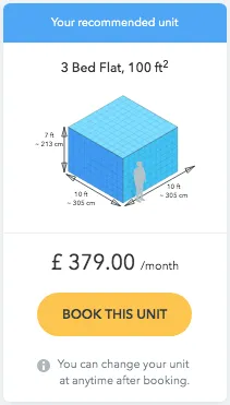 Storage Cost 3 bed flat
