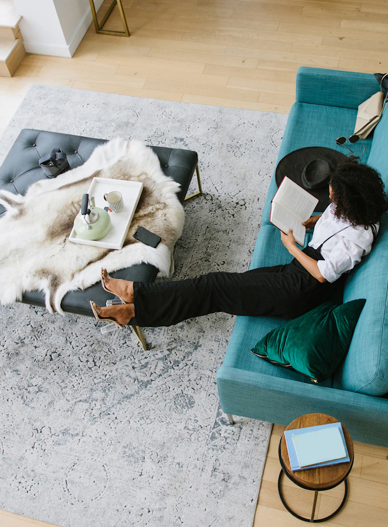 a client relaxing while moving