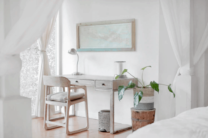 White Desk Inside a Bedroom.