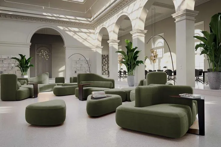 Canapés et tables d'appoint verts