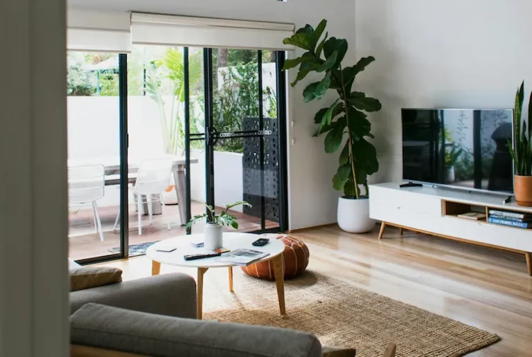 Pièce de vie moderne et simplement décorée