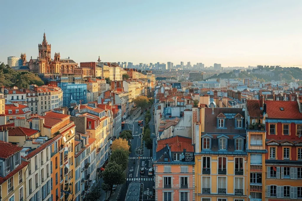 Vue arrondissement et quartier ville de Lyon