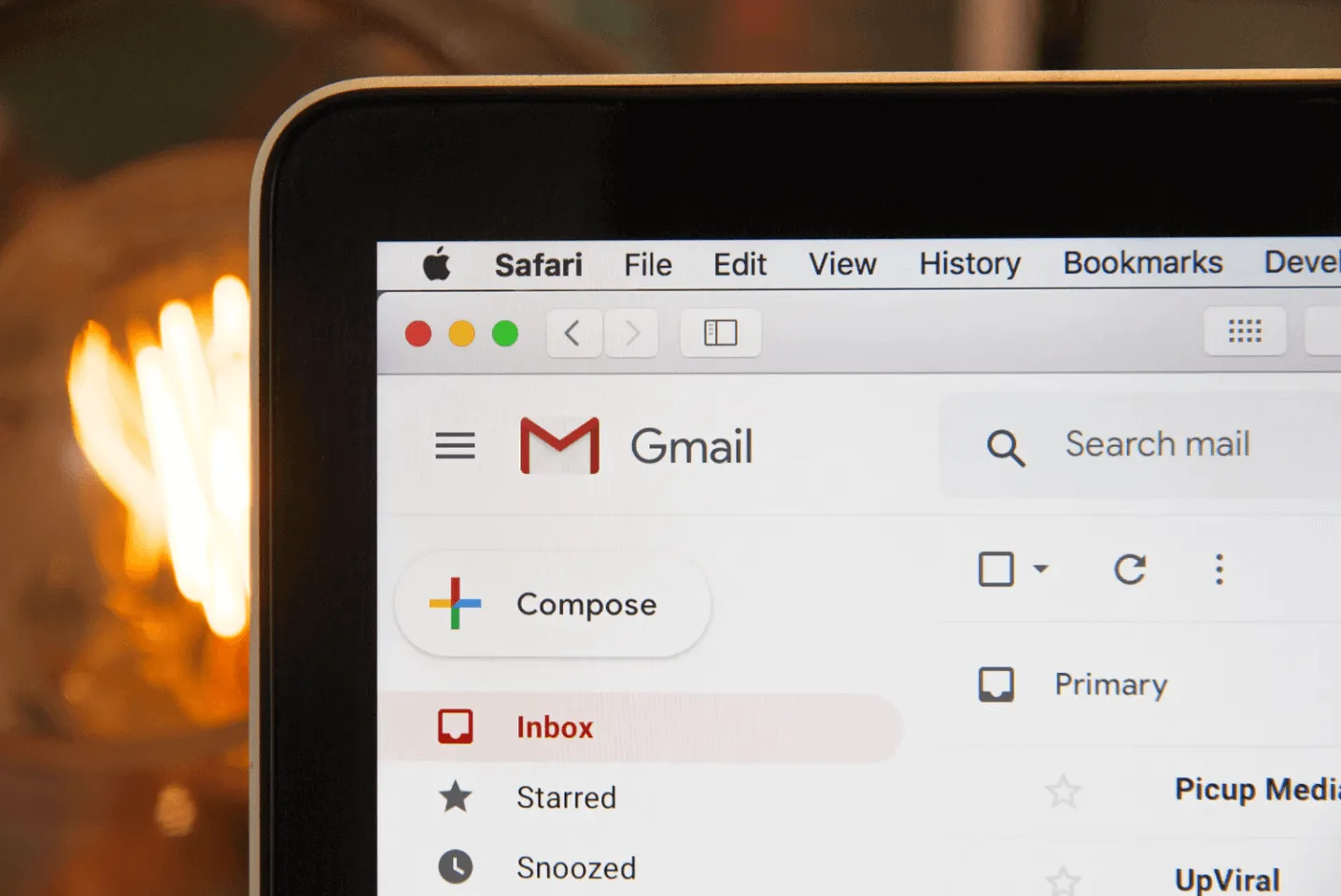 A screen displaying a GMAIL box