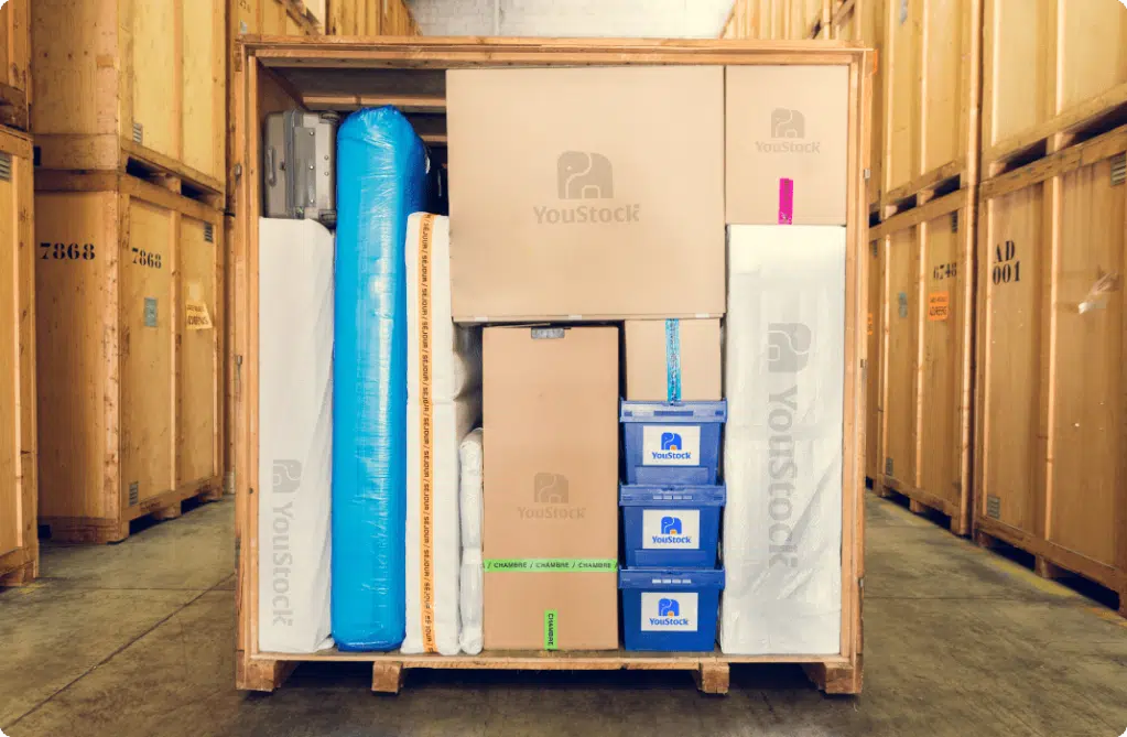 An open storage crate