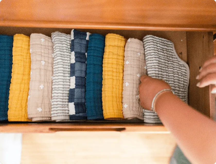 Clothes folded vertically in a drawer