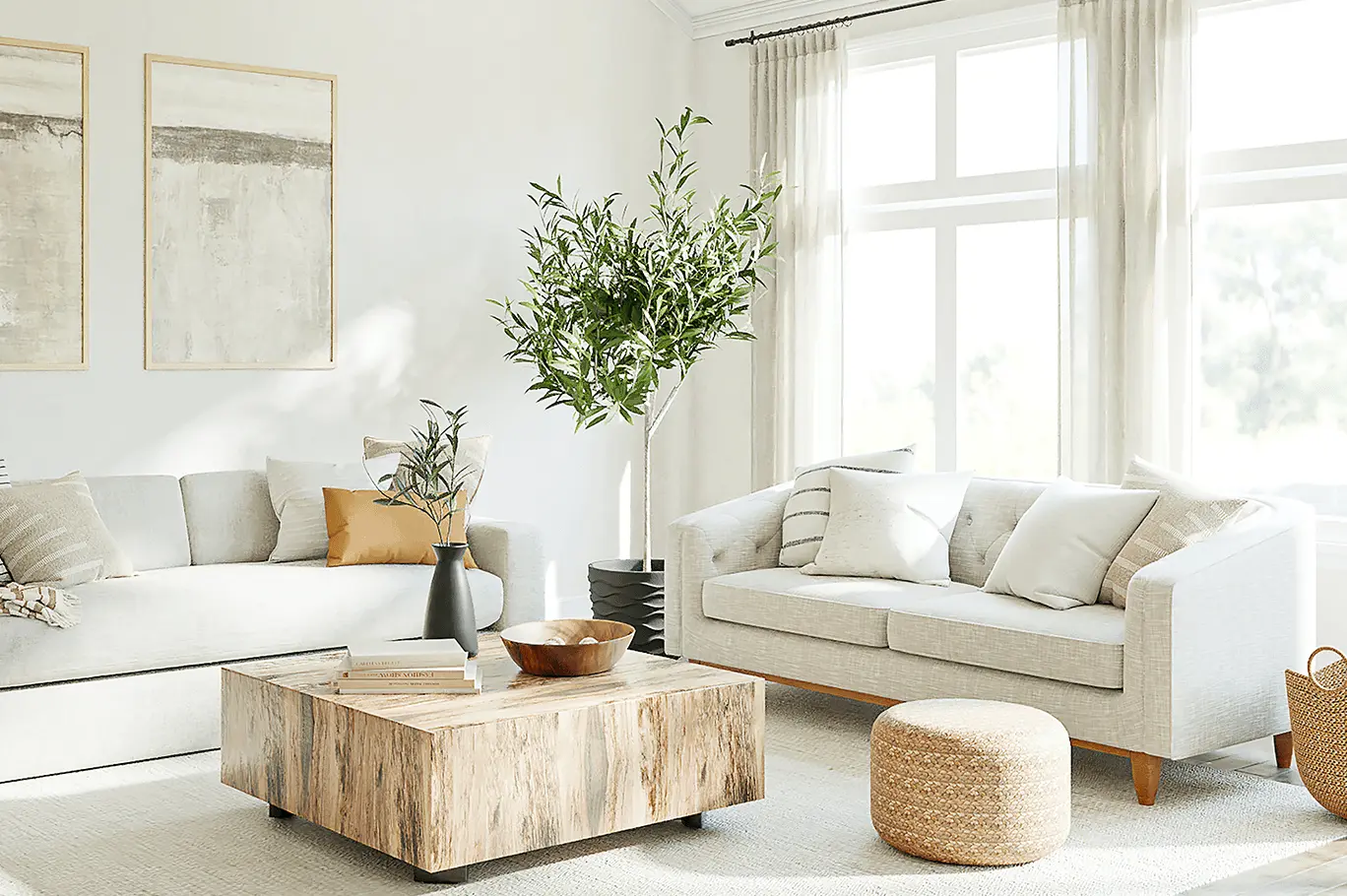 Salon clair et moderne