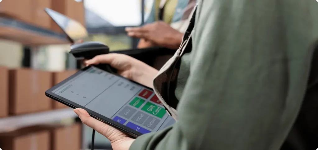Tablet screen displaying a logistics tool