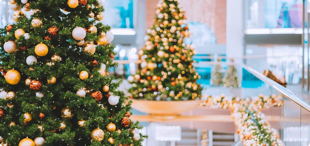 Christmas trees in a shopping mall