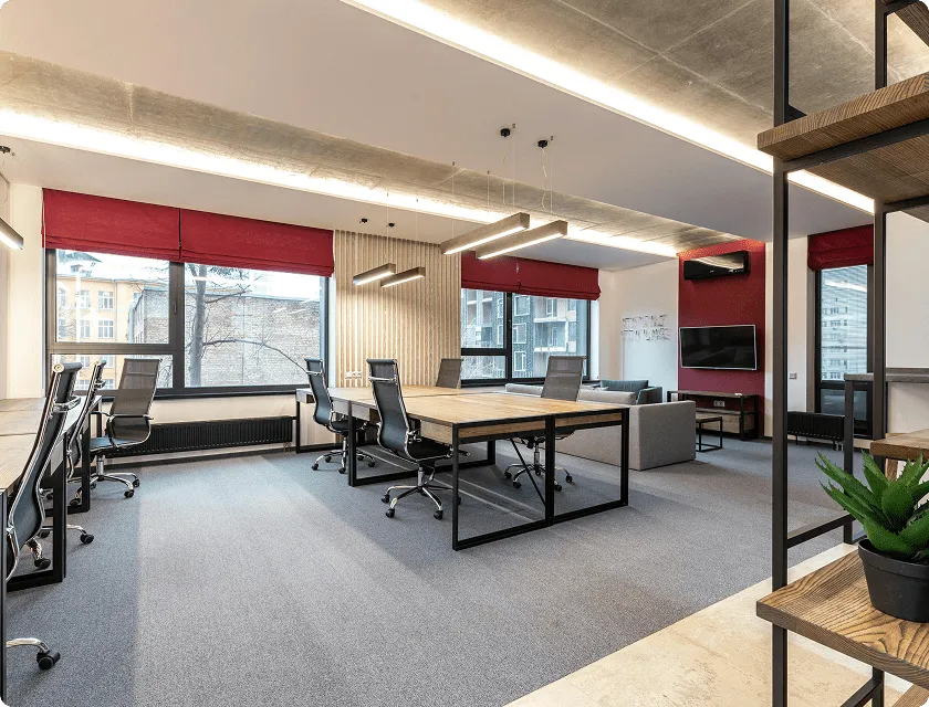 Empty, modern open-plan offices