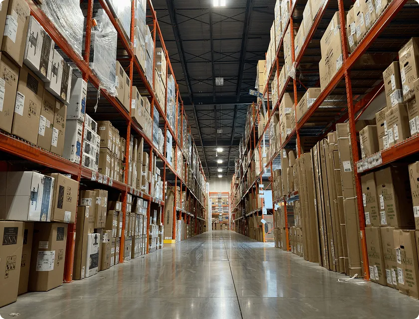 Large aisle in a storage warehouse