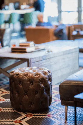 Brown Leather Ottoman