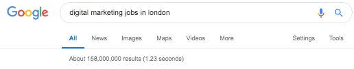 Digital Marketing Jobs in London Google SERPs