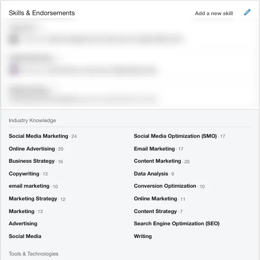 Skills Endorsements on LinkedIn