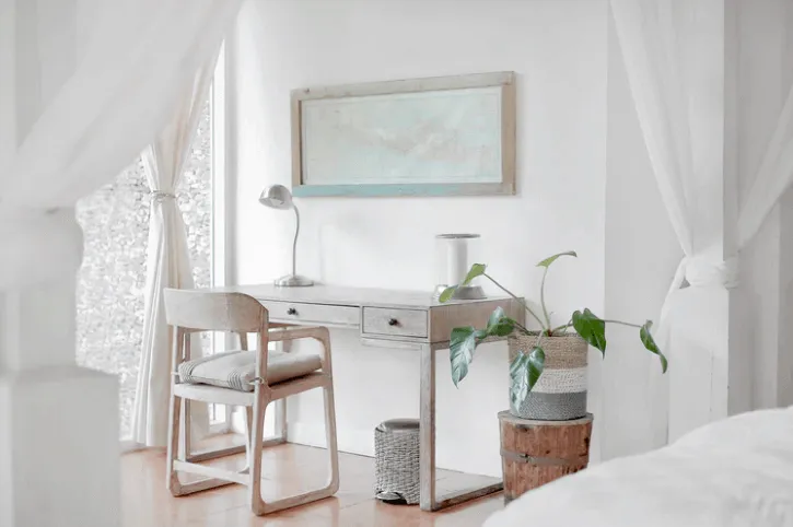 White Desk Inside a Bedroom