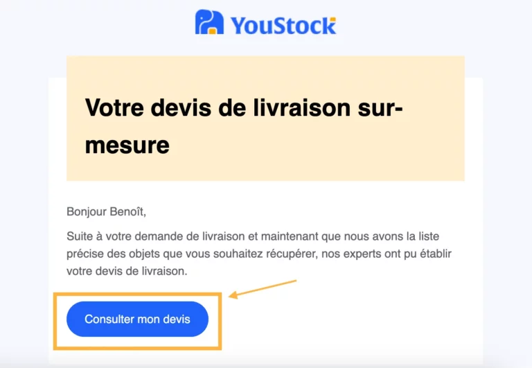 YouStock processus de livraison valider devis