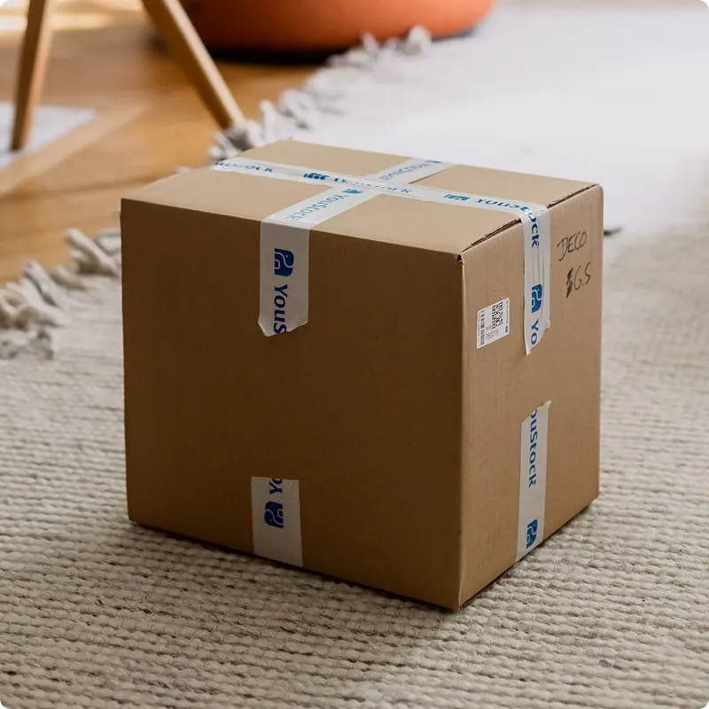 Moving box placed on the floor