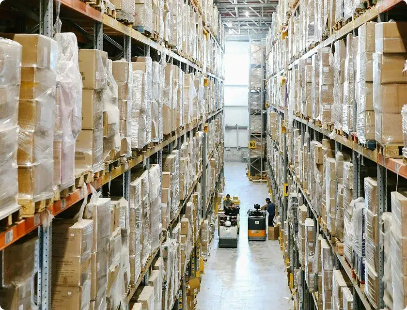 Aisle of a storage warehouse