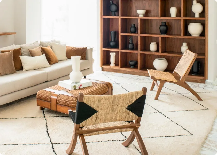 elegant living room in shades of beige