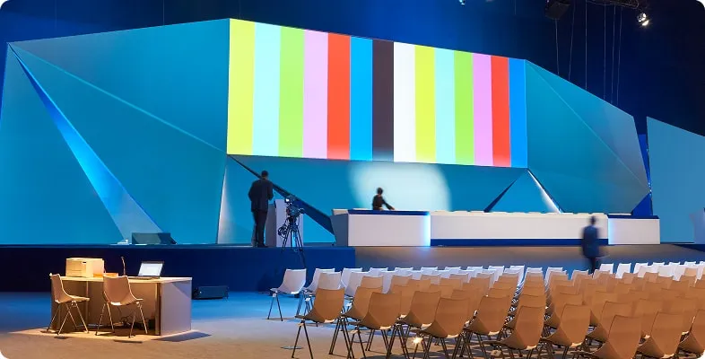 conference room with giant screen