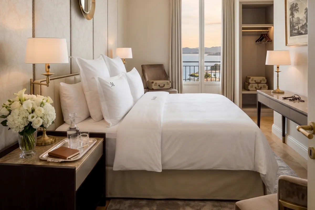 chambre préparée pour l'arrivée de clients