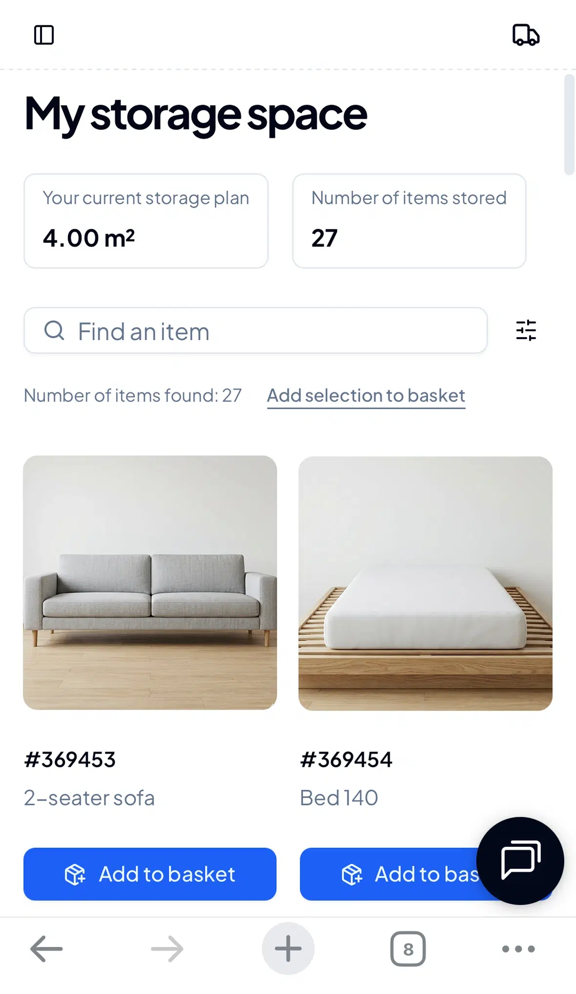 YouStock individuals photo inventory interface - mobile